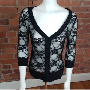 Zenana Outfitters | Black Lace Button Down Shrug